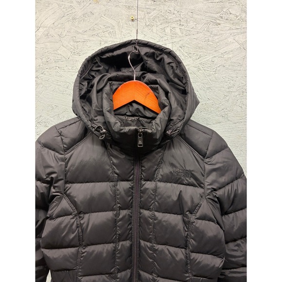 The North Face 550 Fill Down Puffer Jacket Hooded Women's Small Black - Picture 2 of 10